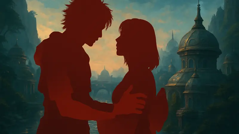 Главные герои Final Fantasy X, Тидус и Юна, в одной из эмоциональных сцен игры