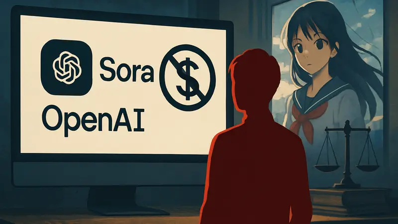Логотип OpenAI Sora, видеогенератор ИИ, плагиат в ИИ, убытки, аниме контент