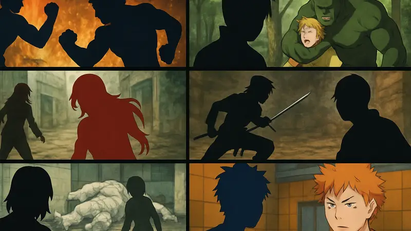 Коллаж из кадров худших эпизодов популярных сёнен-аниме, которые фанаты хотят забыть.