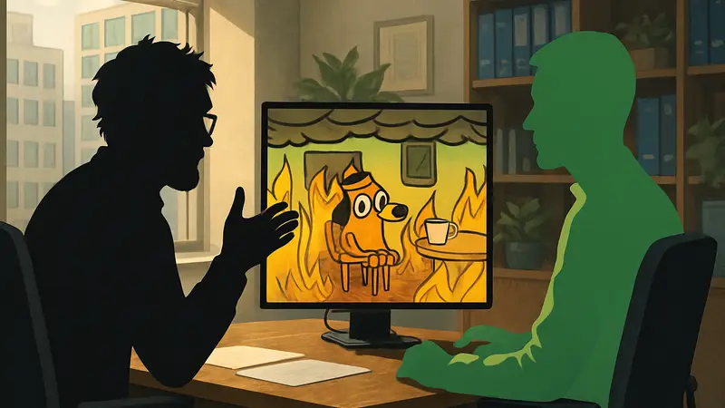 Художник KC Green и мем «This is fine», обсуждение авторских прав с ИИ-стартапом Artisan.