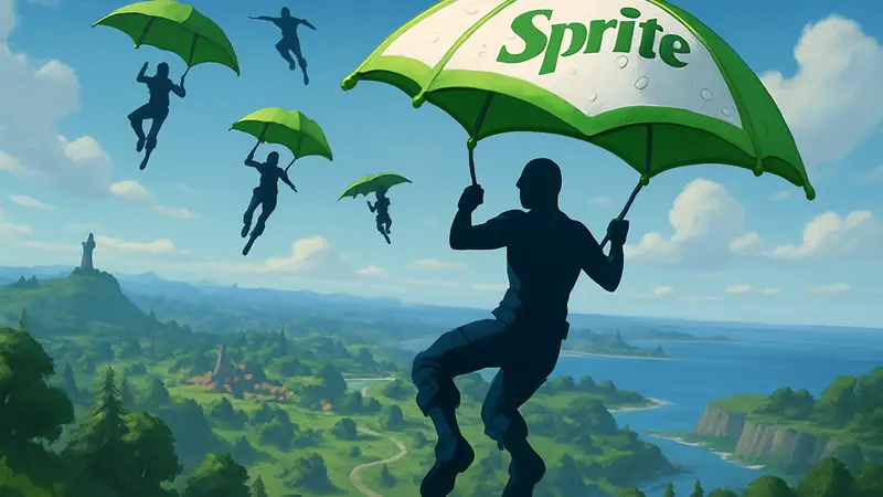 Игроки Fortnite парят на новых глайдерах Sprite Mastery 'Brellas, полученных бесплатно за спрайты.