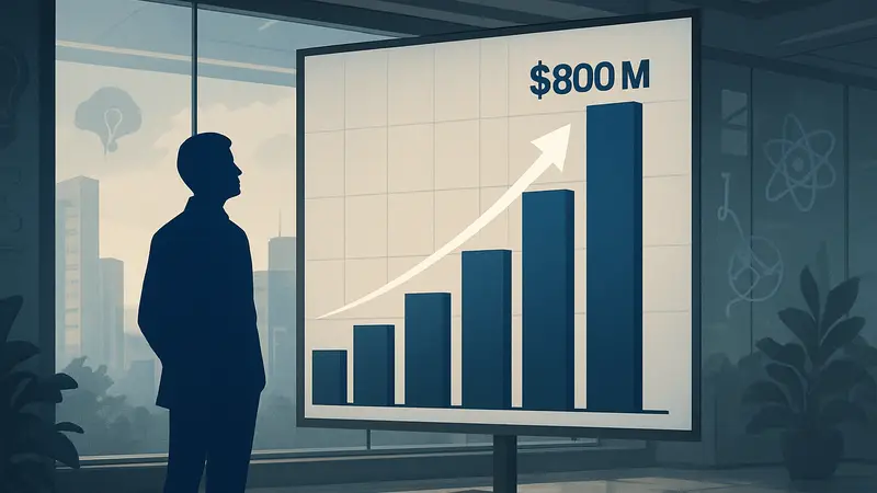График роста инвестиций Dimension Capital, показывающий увеличение фонда до $800 млн