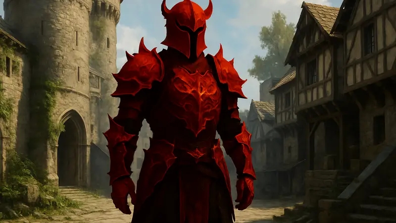 Броня Проклятой Души из игры Crimson Desert, показывающая её стильный и детализированный дизайн