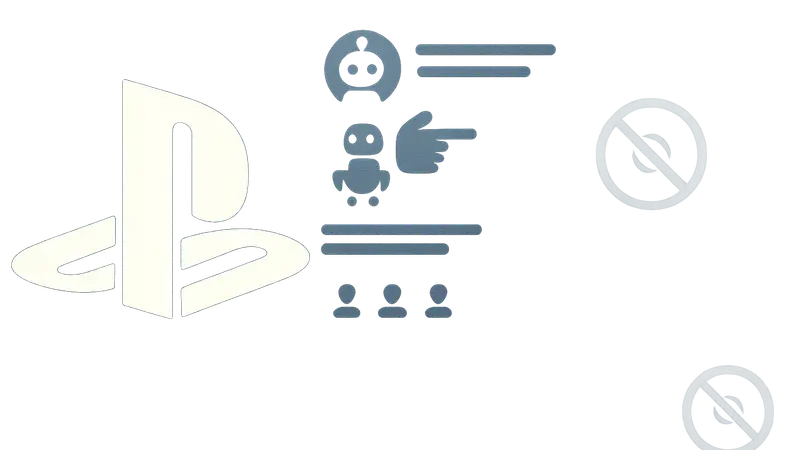 Логотип PlayStation на фоне поста в соцсети, намекающего на ботов Sony и отказ от дисков