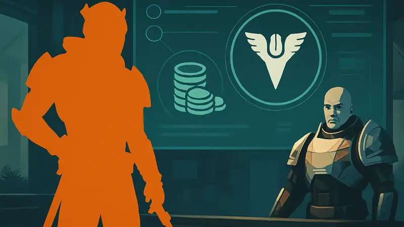 Персонаж из Destiny 2 на фоне интерфейса игры, Шифры Авангарда, валюта, Завала