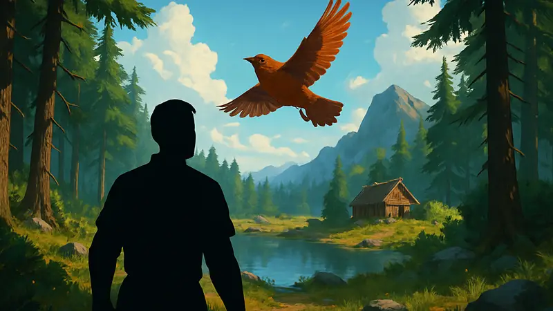 Скриншот из новой Steam-игры про выживание, где игрок управляет птицей