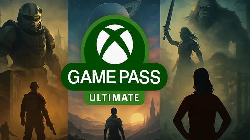 Логотип Xbox Game Pass Ultimate на фоне игр, отражающий изменения в подписке 2026 года.
