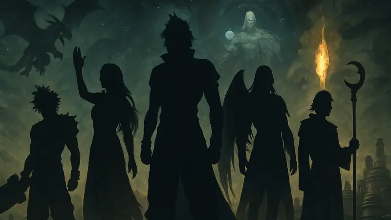 Коллаж из 5 малоизвестных, но могущественных персонажей Final Fantasy на темном фоне