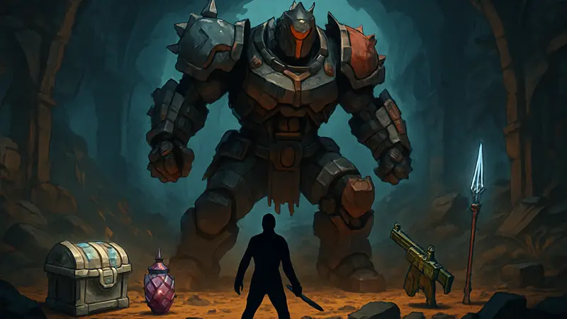 Могучий босс Penitent Steel из Borderlands 4, окруженный легендарными предметами.