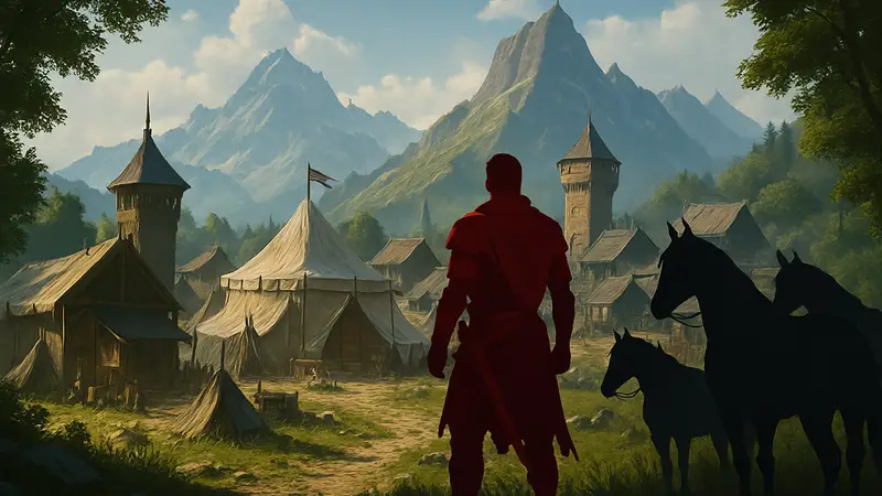 Герой Crimson Desert и его Greymanes на фоне нового лагеря в Pailune.