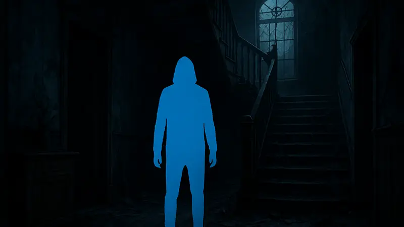 Скриншот из хоррор-игры Nightbell с мрачной атмосферой и жутким окружением.