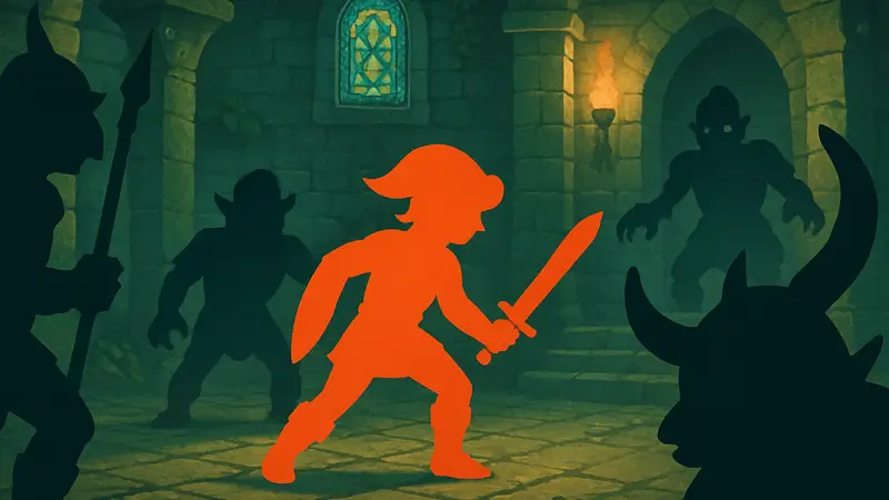 Арт из The Legend of Zelda: A Link to the Past, главный герой Линк сражается с врагами.