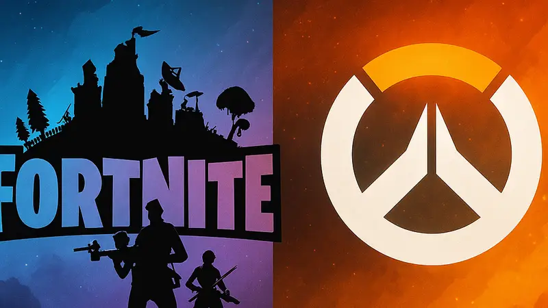 Изображение с логотипами Fortnite и Overwatch, символизирующее скорый кроссовер между играми.