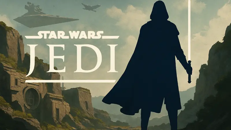 Логотип Star Wars Jedi с изображением Джедая в плаще, анонс к 4 мая