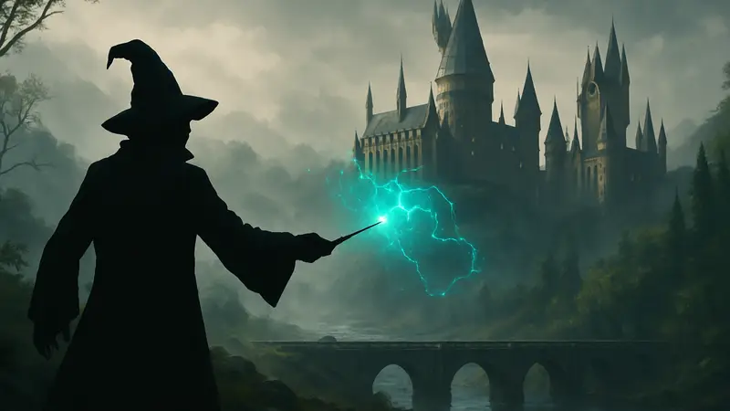 Тёмный волшебник использует магию в мире Hogwarts Legacy