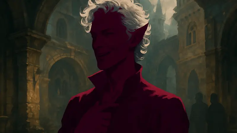 Актер Нил Ньюбон в образе Астариона из Baldur's Gate 3, демонстрирующий его харизматичность.