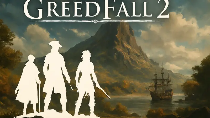Обложка игры Greedfall 2 с персонажами и бесплатным DLC