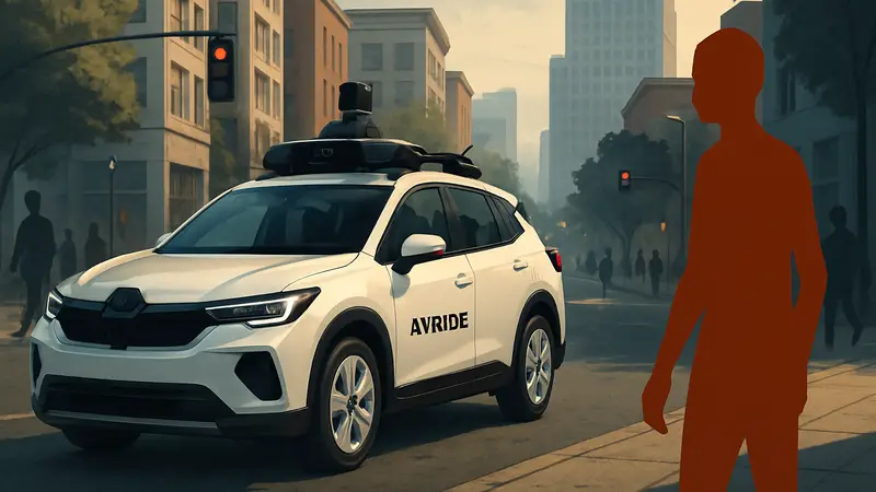 Беспилотный автомобиль Avride на городской дороге.
