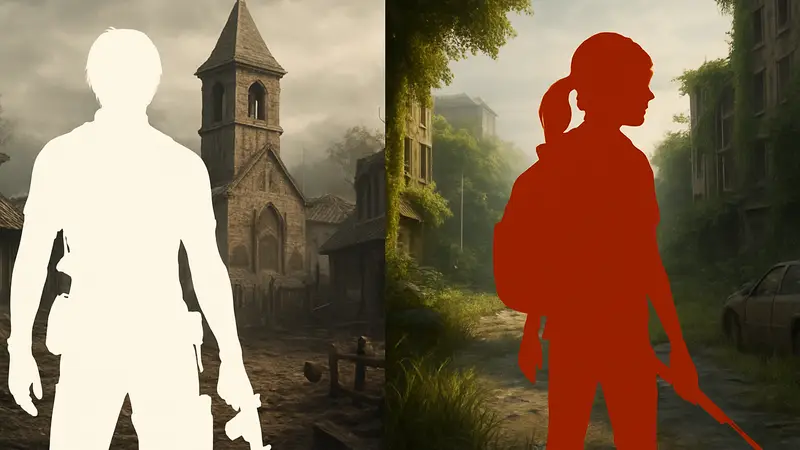 Сравнительное изображение персонажей из Resident Evil Requiem и The Last of Us, показывающее сходства