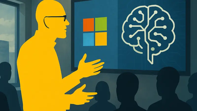 Глава Microsoft Сатья Наделла, говорящий об искусственном интеллекте