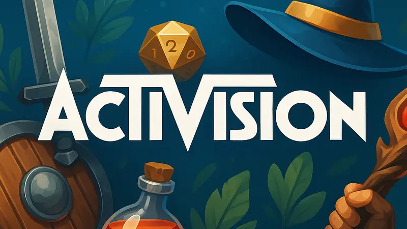 Логотип Activision на фоне элементов RPG, символизирующий переход от Call of Duty к новому жанру