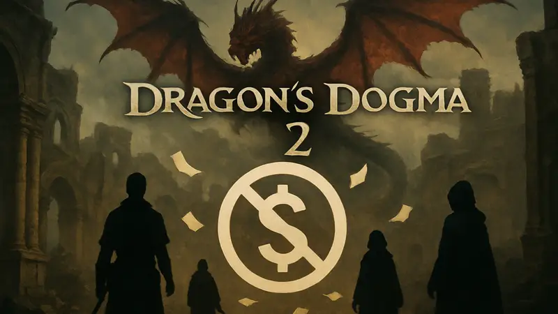 Логотип Dragon's Dogma 2 на фоне удаленных микротранзакций