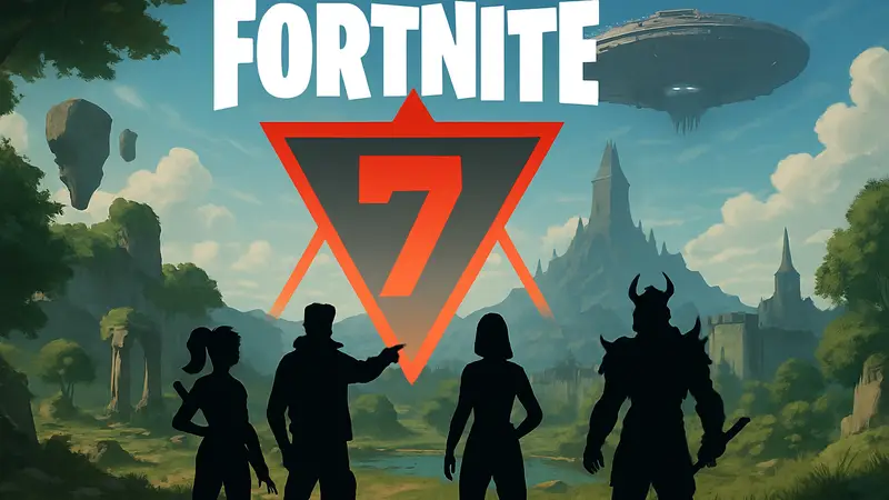 Логотип Fortnite с элементами 7 главы 2 сезона, анонсирующими сюжетные события