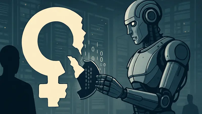 Графическое изображение робота ИИ, ломающего символ открытого исходного кода или заменяющего его своим кодом, символизирующее угрозу для открытого ПО.
