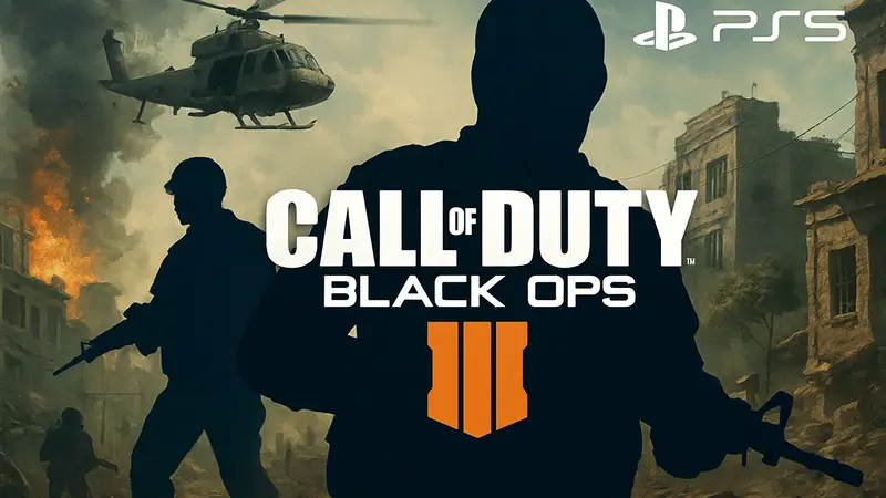 Обложка Call of Duty Black Ops с изображением персонажей и логотипа для PS5.