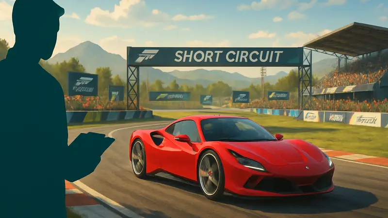Гонка на трассе Short Circuit в Forza Horizon 6, спортивный автомобиль Ferrari, гайд по прохождению.