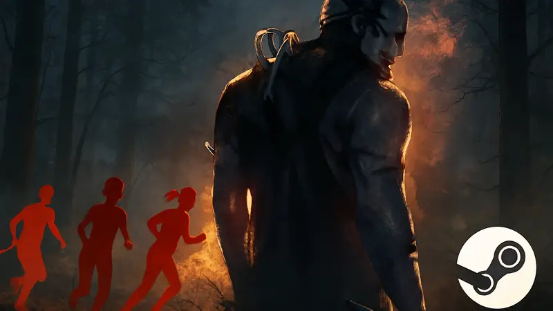 Обложка игры Dead by Daylight с персонажами и логотипом Steam