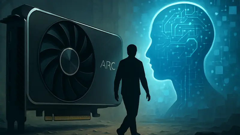 Графический процессор или видеокарта Intel Arc, символизирующая уход компании с игрового рынка в пользу ИИ