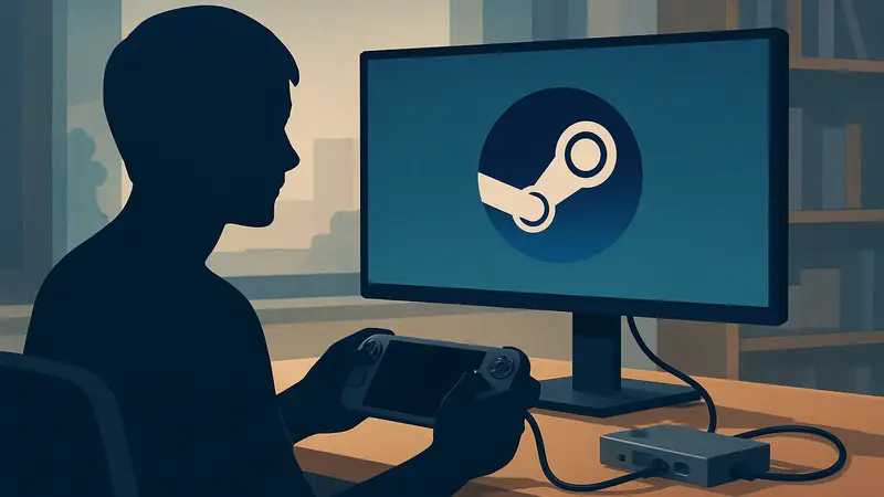 Док-станция UGREEN 9-в-1 USB-C для Steam Deck, подключенная к монитору.
