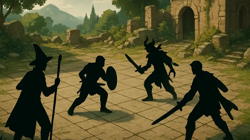 Персонажи RPG, занимающиеся тактическим боем на карте.