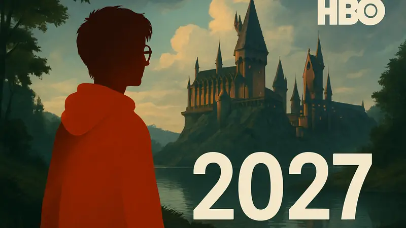 Логотип сериала "Гарри Пот тер" от HBO, анонсирующий окно релиза в 2027 году.