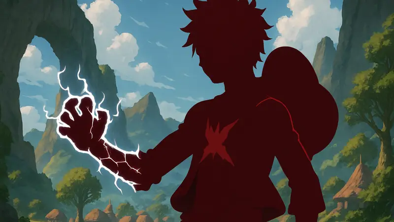 Луффи в One Piece, демонстрирующий улучшенную форму Хаки в арке Элбаф