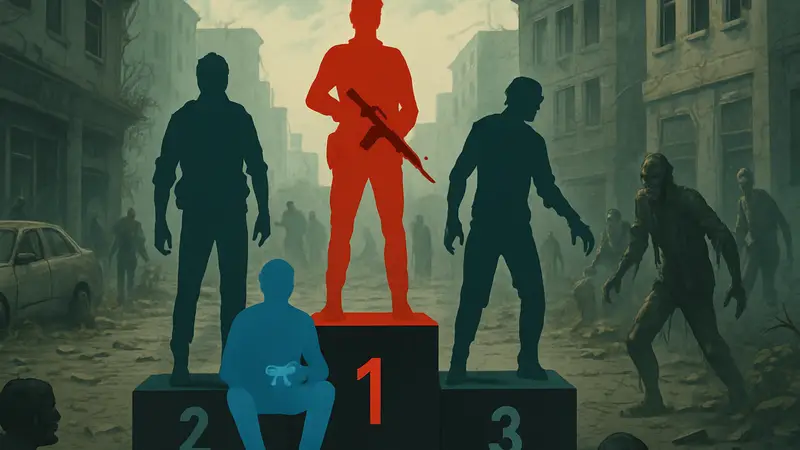 Рейтинг лучших зомби-игр, фильмов и сериалов, демонстрирующий разнообразие медиа.