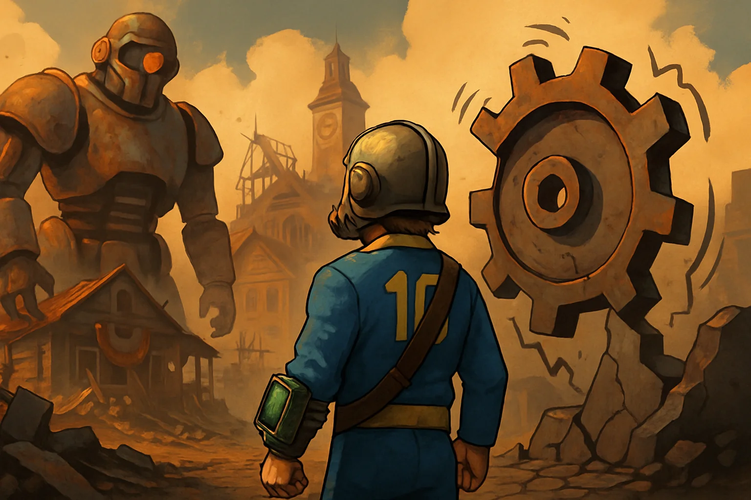 Изображение из модификации Fallout с нестандартными элементами, иллюстрирующими проблемы движка Creation Engine.