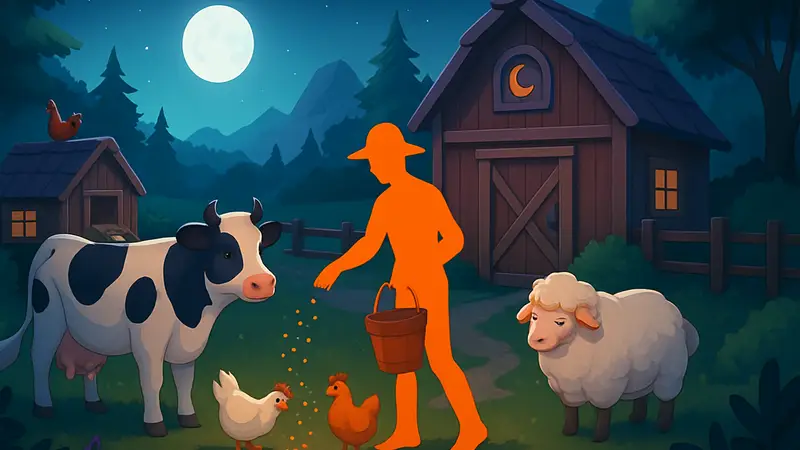 Фермерские животные в игре Moonlight Peaks: куры, коровы, овцы. Уход и кормление.
