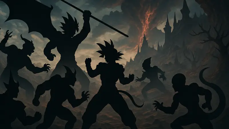 Эпическая битва персонажей из вселенной Dragon Ball в Мире Демонов.