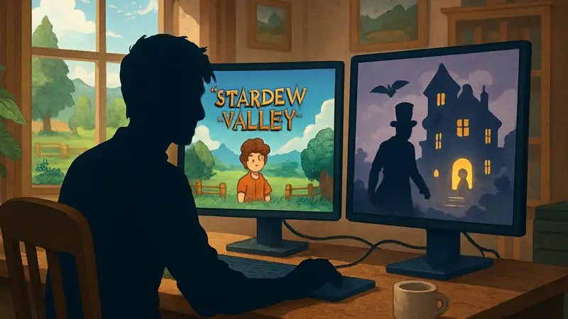 Эрик Барон, создатель Stardew Valley и Haunted Chocolatier, за работой над новой игрой.