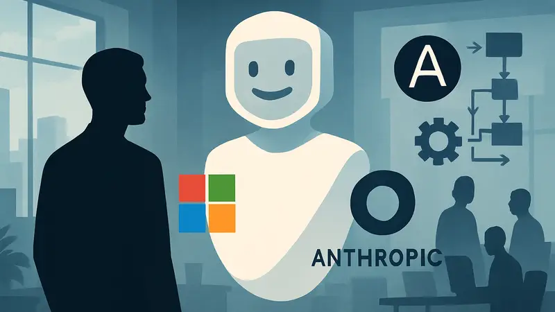ИИ-агент Microsoft Copilot Cowork, логотипы Microsoft 365 и Anthropic, автоматизация рабочих процессов.