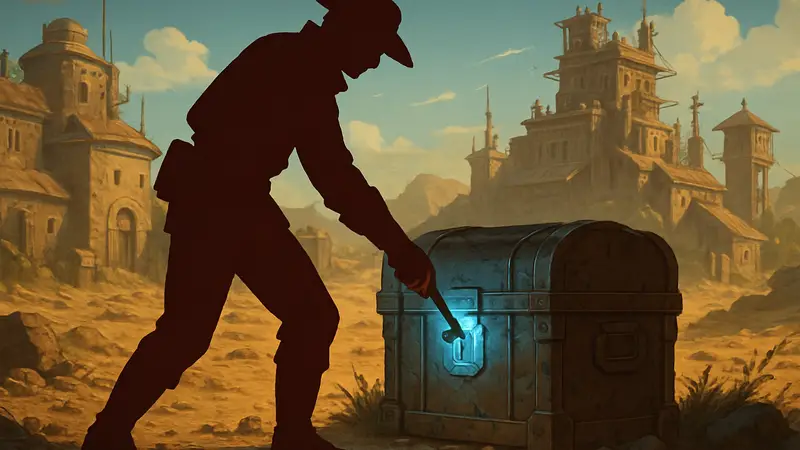Игрок открывает запертый ящик в игре Sand: Raiders of Sophie ключом