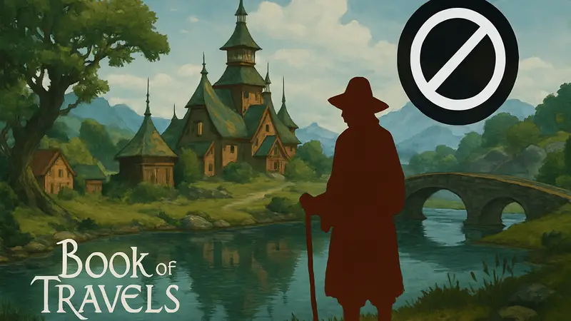 Игровой арт Book of Travels с персонажем в фэнтезийном мире, MMORPG закрывается на Steam.