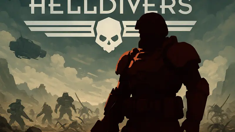 Джейсон Момоа в футуристической броне из вселенной Helldivers, на фоне логотипа фильма.