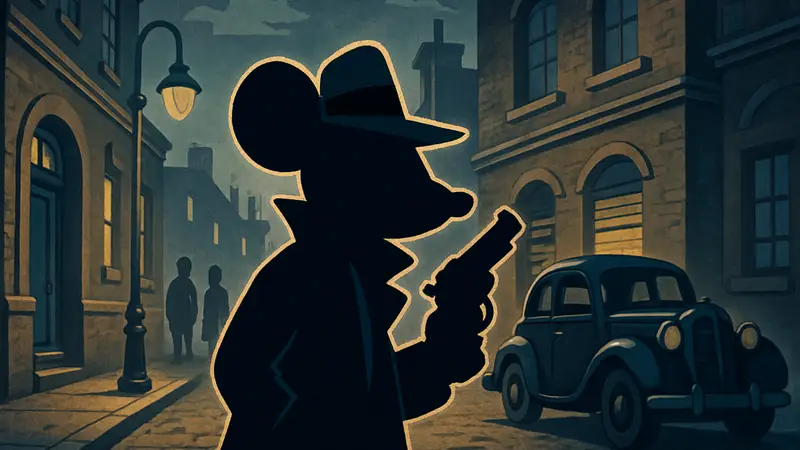 Кадр из игры Mouse: P.I. for Hire, стилизованный под старые мультфильмы, с мышью-детективом