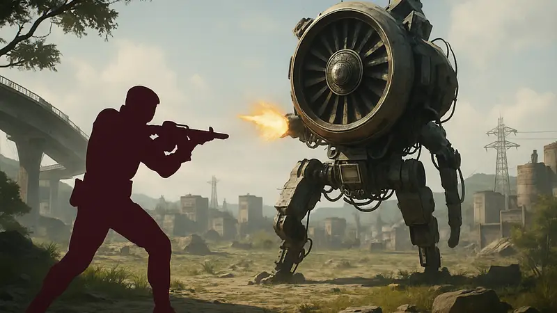 Игрок сражается с вражеской Турбиной в научно-фантастической игре Arc Raiders, демонстрируя гайд.