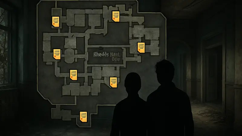 Карта локации Rhodes Hill Care Center из Resident Evil Requiem с отмеченными точками расположения файлов
