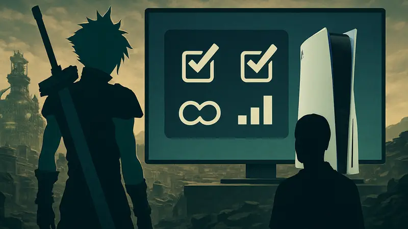 Final Fantasy 7 Rebirth на PS5: скриншот с подтверждением читов и упрощ ённых настроек прогрессии