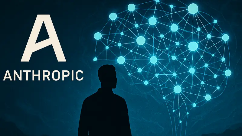 Изображение логотипа Anthropic и графическая иллюстрация нейронных связей для Opus 4.6